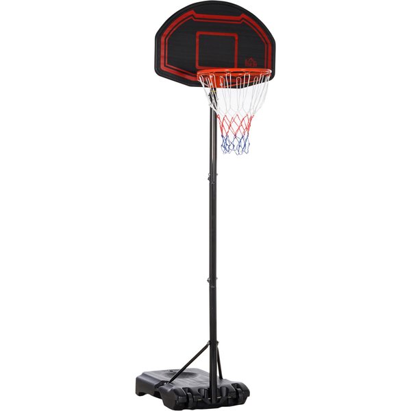 Homcom Panier De Basket ExtéRieur Avec Poteau Panneau, Base De Lestage Sur Roulettes Hauteur RéGlable 2,1-2,6 M (Panier)-image