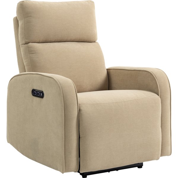 Homcom Fauteuil Relax ÉLectrique En Chenille Avec Repose-Pieds, Appui-TêTe RéGlable Et Prises, 80X93X103 Cm, Beige-image
