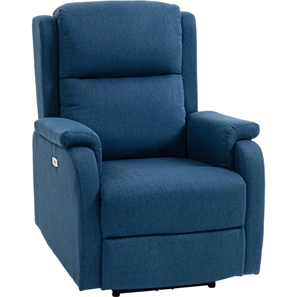 Homcom Fauteuil Inclinable ÉLectrique Avec Repose-Pieds En Tissu Effet Lin, 79X90X106 Cm, Gris Foncé-image
