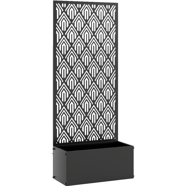 Outsunny Pflanzkasten mit Rankgitter, Blumenkasten, Hochbeet mit Sichtschutz, für Kletterpflanzen, Gemüse, Blumen, Metall, innen und außen, Hof Garten Balkon, 45 x 21,5 x 110 cm, schwarz Aosom