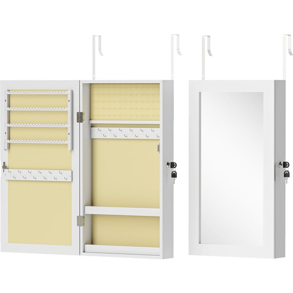 HOMCOM Jewelry Cabinet, Jewelry Storage Cabinet with Mirror, White | Aosom Ireland