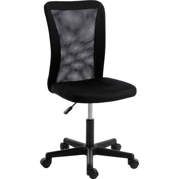 Vinsetto Computer Desk Chair, Armless Mesh Office Chair with Adjustable Height and Rolling Wheels, Black | Aosom Ireland