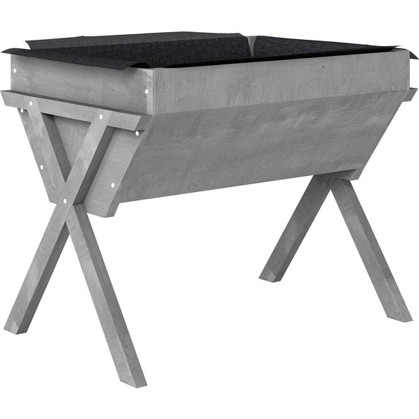 Outsunny Wooden Raised Garden Bed with Bed Liner, Elevated Garden Boxes with Legs, Light Grey Aosom UK