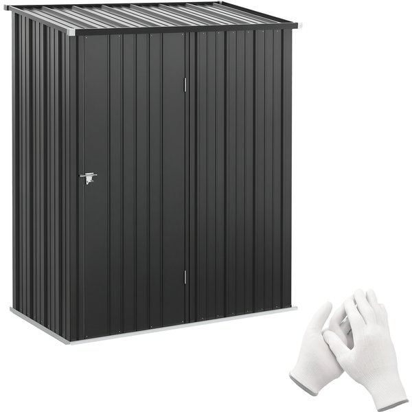 Outsunny Outdoor Storage Shed, Garden Metal Shed with Single Door for Backyard, Patio, Lawn, 5.3 x 3.1ft, Charcoal Grey Aosom UK