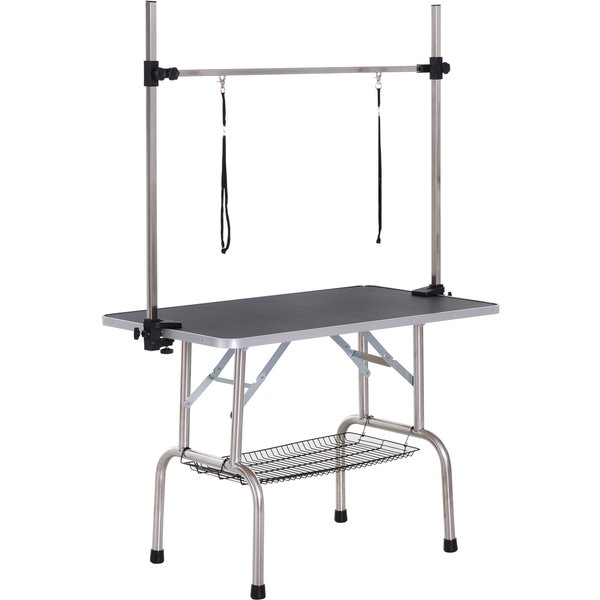 PawHut Trimmtisch Tierpflegetisch höhenverstellbar klappbar mit Unterkorb für Hunde 107x60x170cm in Schwarz Aosom.de