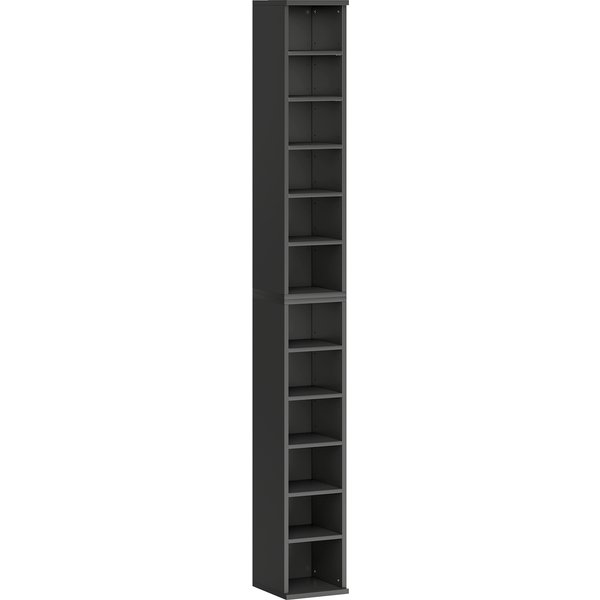 HOMCOM Set of 2 CD Media Display Shelf Unit Tower Rack with Adjustable Shelves, Black | Aosom Ireland