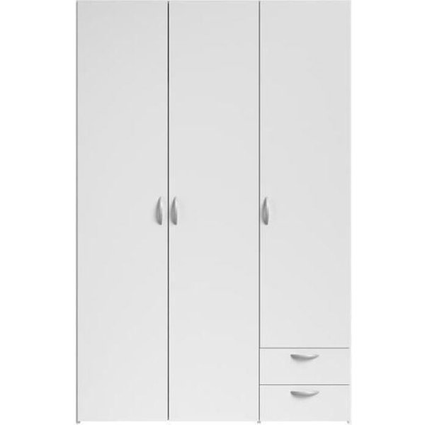 Armoire Varia - DéCor Blanc - 3 Portes + 2 Tiroirs - L 120 X H 185 X P 51 Cm - Parisot-image