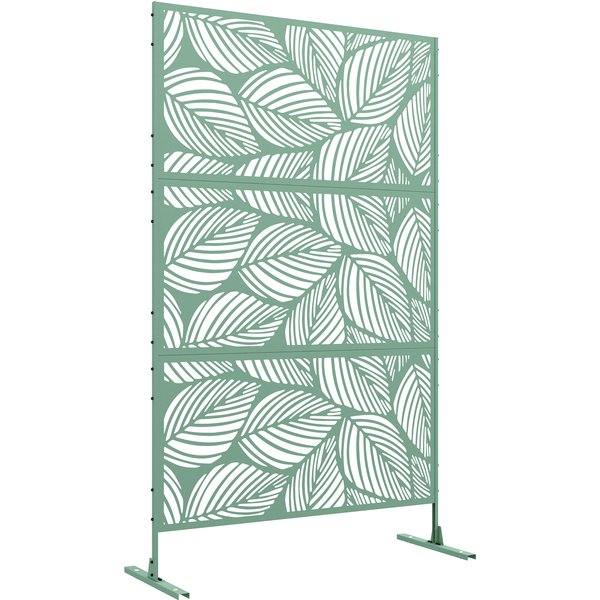 Outsunny Metal Decorative Privacy Screen Outdoor Divider, Green Leaf | Aosom Ireland