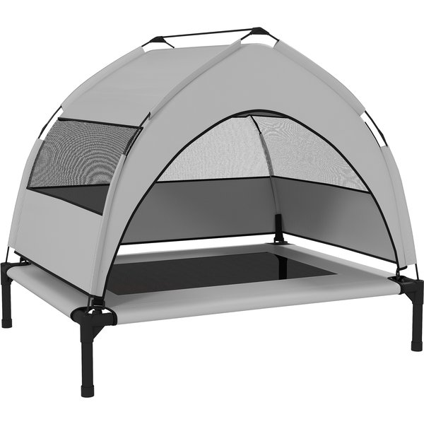 PawHut Portable Elevated Dog Bed with Removable Canopy, Cooling Raised Pet Cot for Small Medium Dogs, 76 x 61 x 60 cm | Aosom Ireland