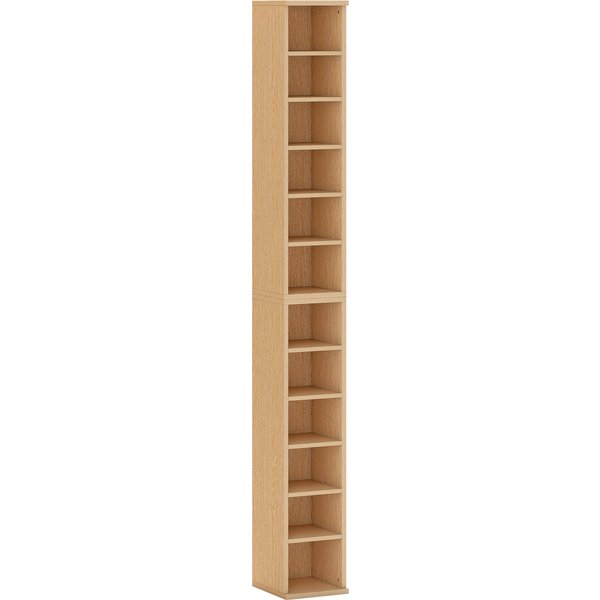 HOMCOM Set aus 2 Säulenregalen CD-/DVD-Aufbewahrung 6 + 6 Fächer 21 x 22,5 x 88,5 cm max. Kapazität 204 CD natürliche Holzoptik Aosom