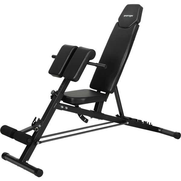 Sportnow Banc De Musculation Multifonctionnel, Banc Incliné Et Plat RéGlable Avec Dossier 6 Positions, Assise 3 Positions, Noir-image
