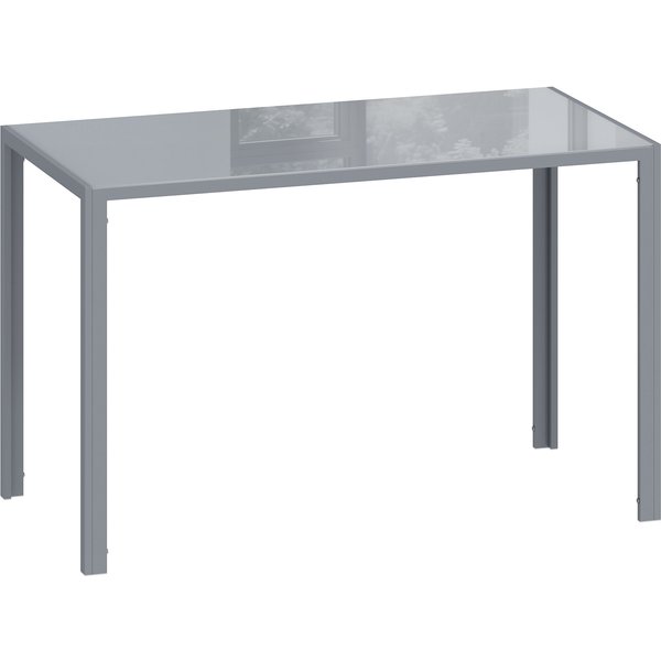 HOMCOM 120cm Dining Table, Rectangle 4 Seater Kitchen Table with Tempered Glass Top and Metal Legs, Grey | Aosom Ireland