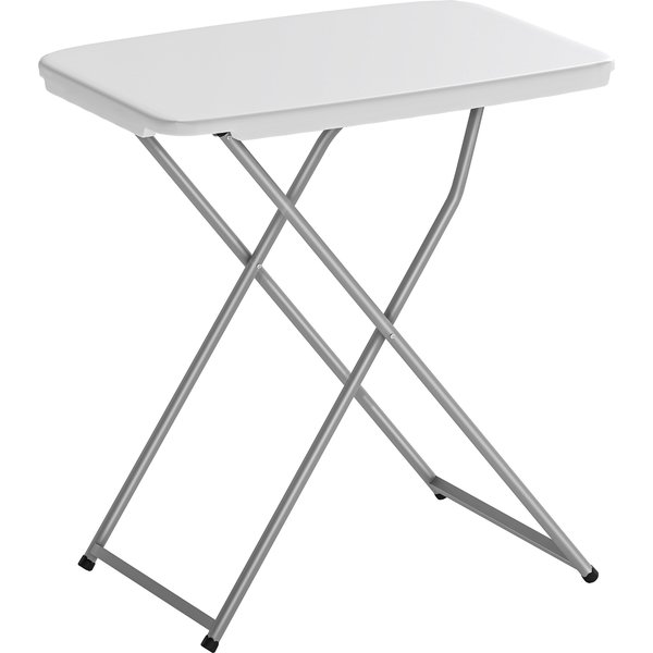 Outsunny Klappbarer Campingtisch, 75x50x73,5 cm – Tragbarer Klapptisch mit 5-facher Höhenverstellung, HDPE-Tischplatte & Metallgestell, für Camping, Wandern, Strand, Weiß Aosom