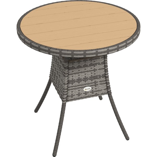 Outsunny 70 cm Wood-Effect Rattan Garden Table - Natural Wood Finish | Aosom Ireland