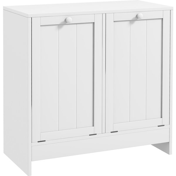 kleankin Tilt-Out Laundry Cabinet, Modern Bathroom Cabinet with 2 Compartments for Bathroom Washroom, White | Aosom Ireland