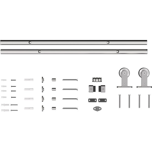 HOMCOM Sliding Door Hardware Kit Heavy Duty 304 Stainless Steel 152 cm Wide Door Silver Tone | Aosom Ireland