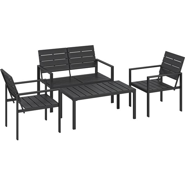 Outsunny 4-Piece Outdoor Patio Set 2-Seater Sofa, 2 Chairs and Coffee Table, Garden Furniture for Terrace & Veranda, Black | Aosom Ireland