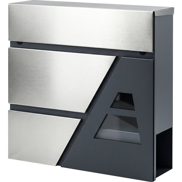 HOMCOM Wall-Mount Mailbox, Weatherproof with Newspaper Holder and 2 Keys for Exterior Wall, Dark Gray | Aosom Ireland