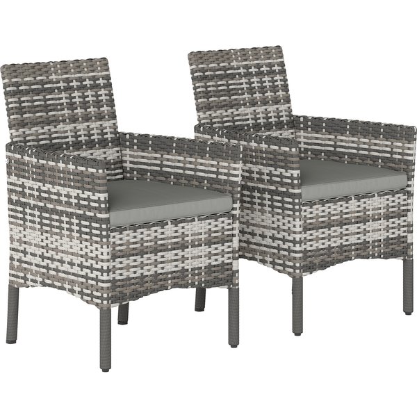 Outsunny Set of 2 Rattan Garden Chairs with Cushions | Aosom Ireland