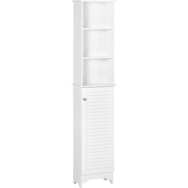 HOMCOM Bathroom Cabinet, Freestanding Tallboy Bathroom Storage Cabinet w/ 6 Shelves Cupboard Tower Organisation, White | Aosom Ireland