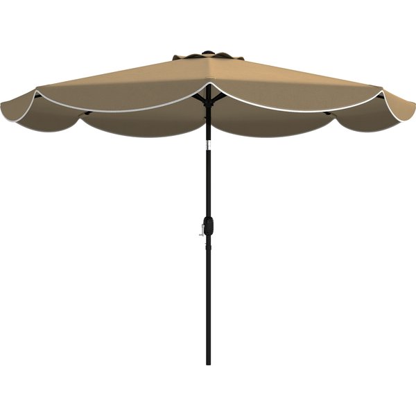 Outsunny Parasol De Terrasse ExtéRieur Ø2,7 M Parasol à Inclinaison RéGlable 3 Positions Manivelle Et Volant Kaki-image