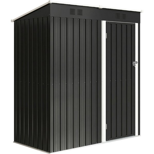 Outsunny Outdoor Garden Shed 1.37 m² 163x90x179 cm with Latch Door and Ventilation Slots, Dark Gray | Aosom Ireland