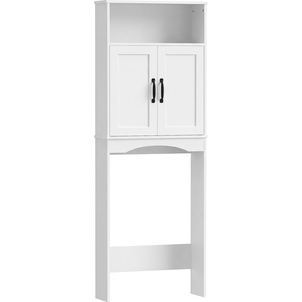 HOMCOM Schrank über der Toilette, Badezimmerschrank mit 2 Soft-Close-Türen, Offenes Regal für Waschräume, Kleine Räume, 64x21x173,5 cm, Weiß Aosom