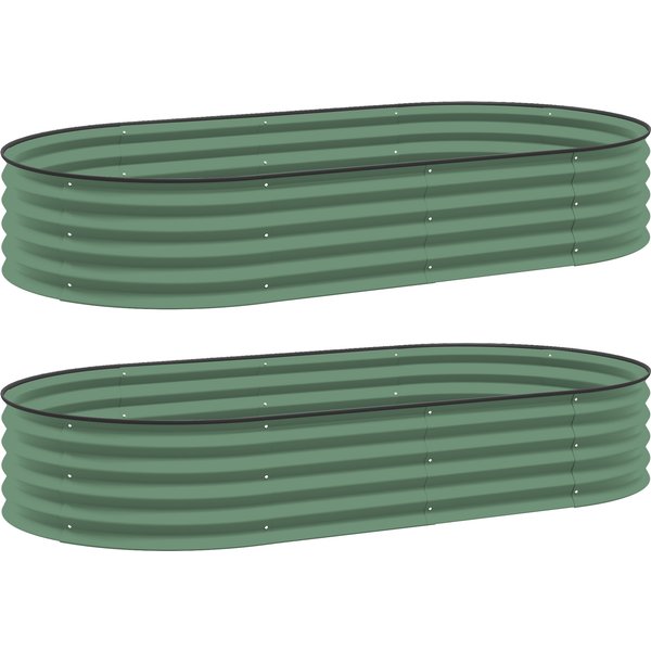 Outsunny Set of Two 181 x 93cm Steel Planters - Green | Aosom Ireland