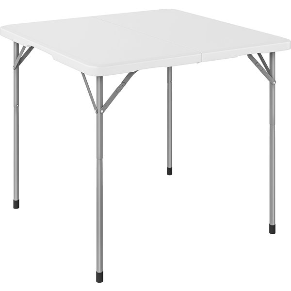 Outsunny Klapptisch aus HDPE, quadratischer Campingtisch 86 x 86 x 74 cm, mit Griff, höhenverstellbar, für Innen/Außen, Terrasse, Camping, Strand, weiß Aosom