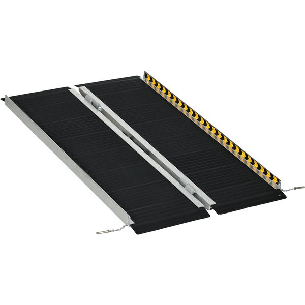 HOMCOM Wheelchair Ramp, 122L x 73Wcm, 272KG Capacity, Folding Aluminium Threshold Ramp with Non-Skid Surface, Transition Plates Above and Below for Home, Steps, Stairs, Curbs, Doorways | Aosom Ireland