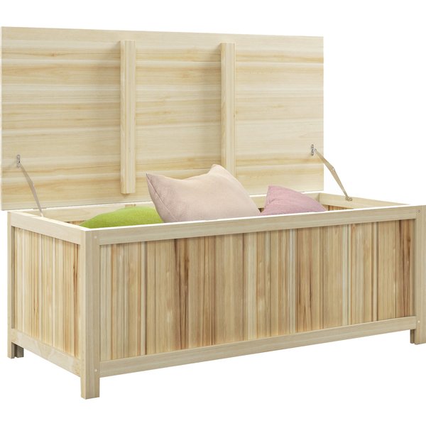 Outsunny 172 Litre Outdoor Storage Box, Wooden terrace Box Garden Storage Container, Natural | Aosom Ireland