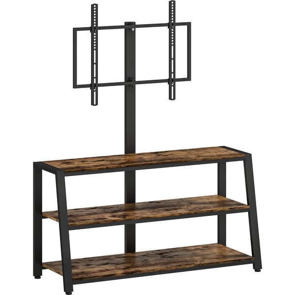 HOMCOM TV-Möbel mit um 35° drehbarer Halterung, TV-Möbel für Fernsehgeräte von 81,3–177,8 cm, offene Regalböden, industrielles TV-Bank für Wohnzimmer und Schlafzimmer, 108x41x135 cm, Braun Aosom