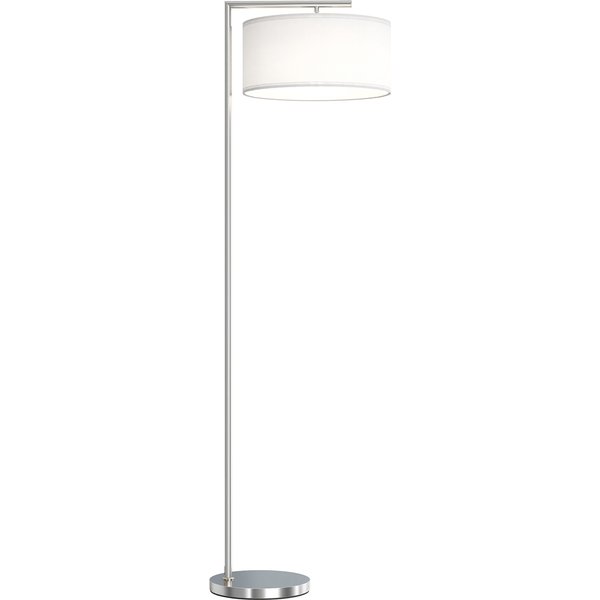HOMCOM Floor Lamp, Modern Standing Lamp with Linen Lampshade, Round Base for Living Room, Bedroom, Dining Room, 153cm, Silver Tone | Aosom Ireland