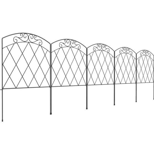 Outsunny 3m Decorative Metal Garden Fence - Diamond and Swirl Pattern | Aosom Ireland