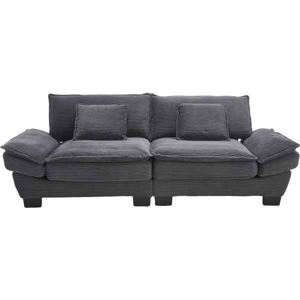 Modernes 2-Sitzer-Samtsofa, für wohnzimmer/schlafzimmer/büro, 224x81x81 cm, Dunkelgrau