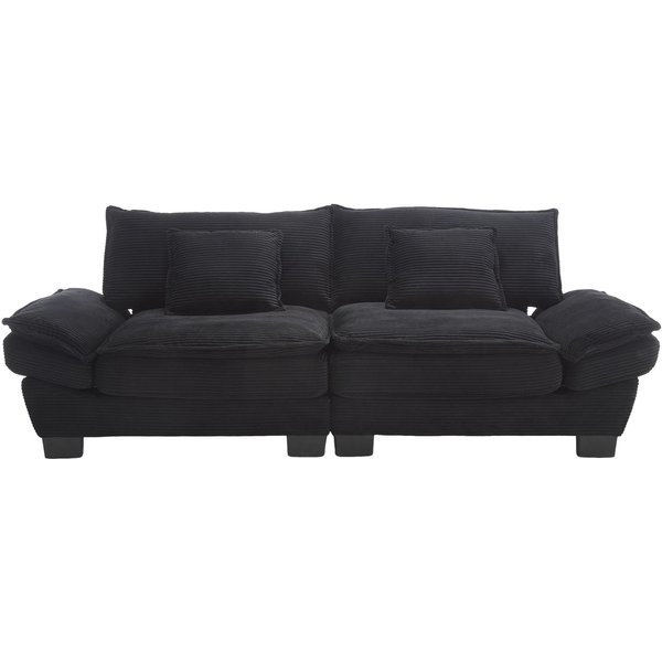 Modernes 2-Sitzer-Samtsofa, für wohnzimmer/schlafzimmer/büro, 224x81x81 cm, Schwarz