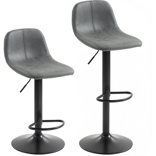 HOMCOM Bar Stools Set of 2, Modern Swivel Barstools with Footrest for Kitchen Island and Dining Room, Grey | Aosom Ireland