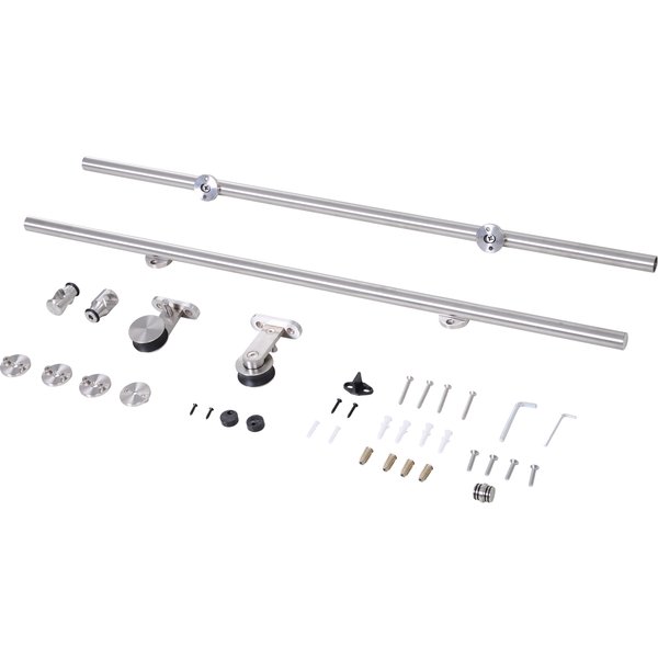 HOMCOM Wooden Sliding Door Kit Stainless Steel Smooth Operation Hardware Track Kit System Unit For Single Door 2000mm | Aosom Ireland