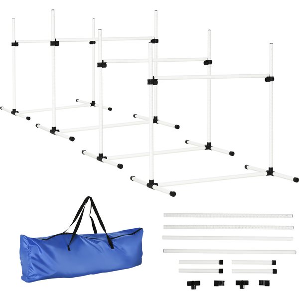Pawhut Dog Agility Set, Portable and Adjustable Jumps -White | Aosom Ireland