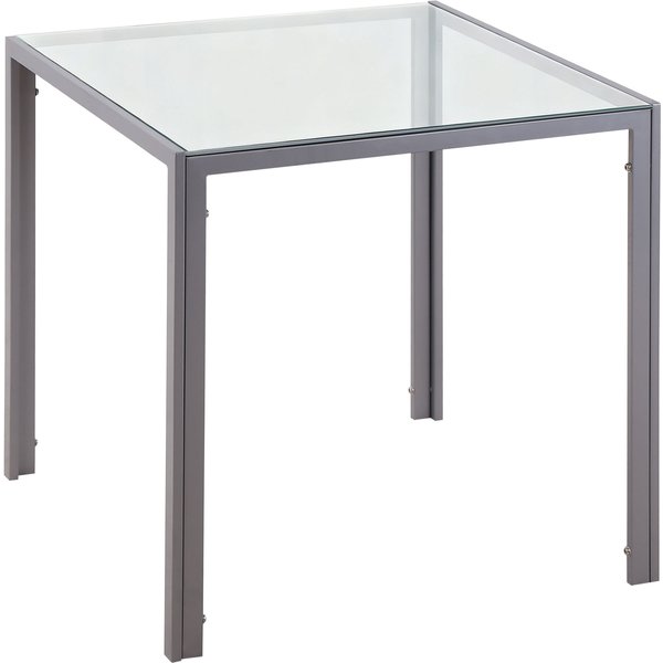 HOMCOM Modern Square Dining Table for 2-4 People, with Glass Top & Metal Legs for Dining Room, Living Room, Grey | Aosom Ireland