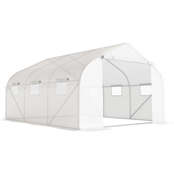Outsunny 4.5x3x2m PE Mesh Cover Galvanized Metal Frame Walk-In Greenhouse White NEXT DAY DELIVERY | Aosom Ireland