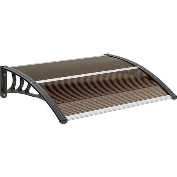 Outsunny Curved Window Door Canopy Aluminium Rigid Plastic Polycarbonate Fixed Outdoor Awning Modern Design UV Water Rain Resist | Aosom Ireland