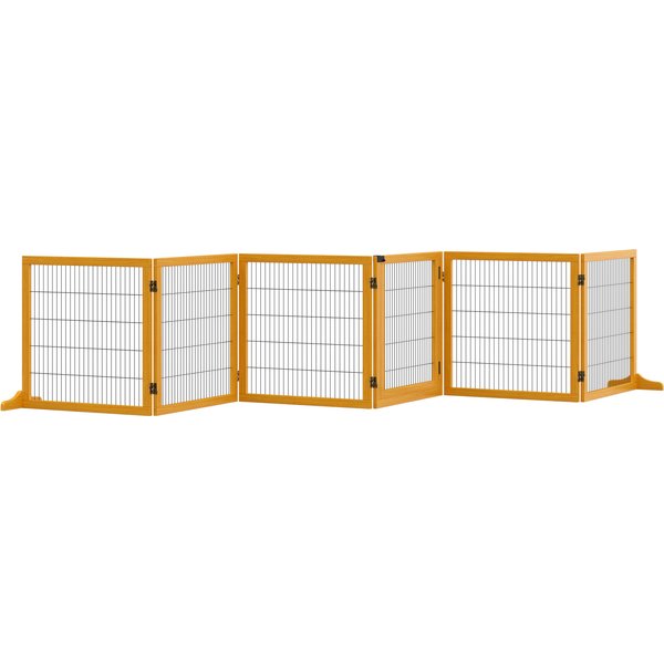 PawHut Dog safety gate foldable 6-panel with removable feet 432 x 36 x 70 cm yellow | Aosom Ireland