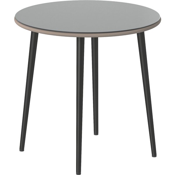 Outsunny Garden Table Steel Buffet Table with Steel Frame, PE-Rattan Edge, Adjustable Feet, 4-Person 80 x 80 x 74 cm Grey | Aosom Ireland