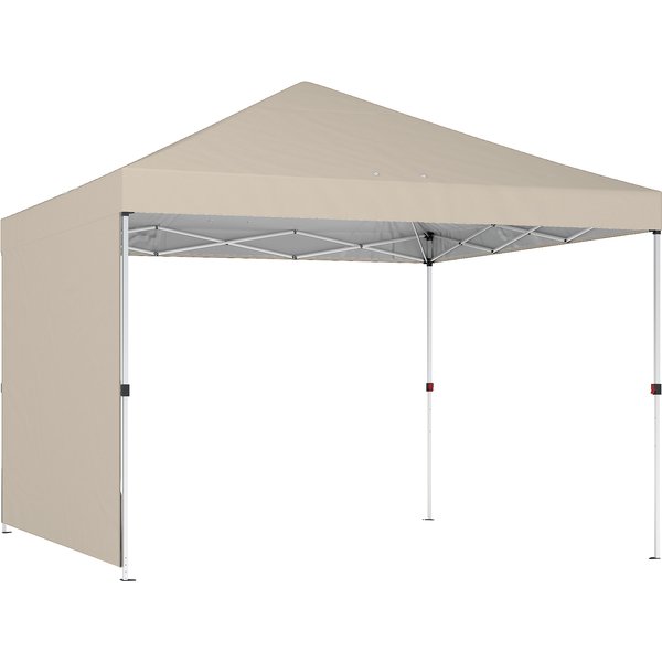 Outsunny Faltpavillon 3x3 m Pop-Up mit Seitenwand, zentraler Ein-Knopf-Aufbau, Gartenpavillon mit verstellbarer Höhe, Tragetasche, UV50+, Beige Aosom