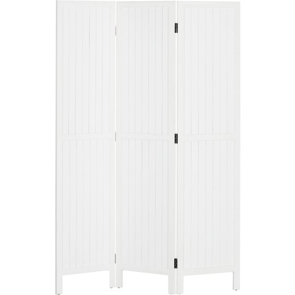 HOMCOM Paravent aus Holz Raumteiler faltbar 3 Paneele 120 x 170 cm Weiß Aosom