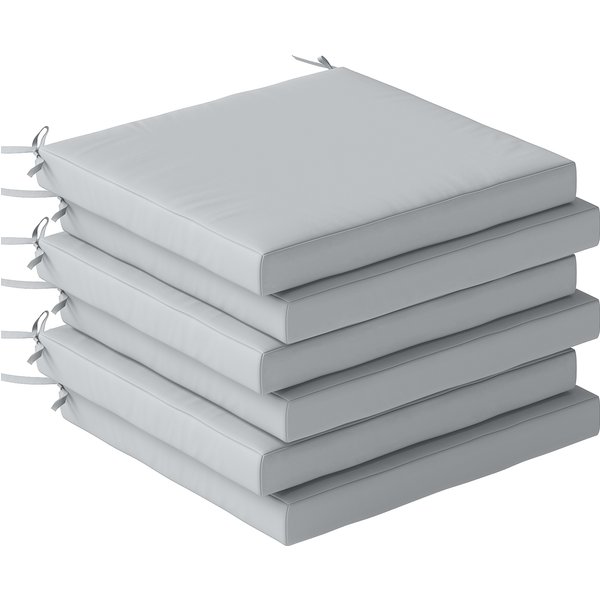 Outsunny Set of 6 Outdoor Seat Cushions with Machine Washable Cover, Water Repellent Seat Cushions Light Grey | Aosom Ireland