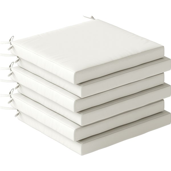 Outsunny Set of 6 Outdoor Seat Cushions with Machine Washable Cover, Water Repellent Seat Cushions Cream White | Aosom Ireland