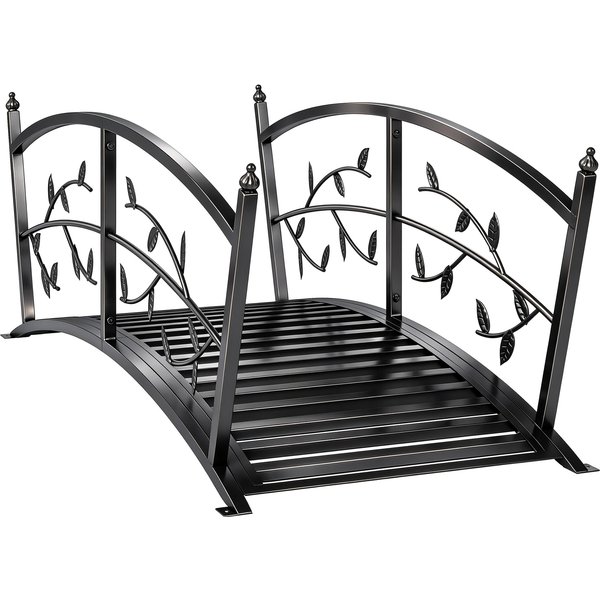 Outsunny 1.2M Metal Garden Bridge with Safety Railings, Outdoor Pond Bridge, Arch Decorative Footbridge for Creek Stream | Aosom Ireland