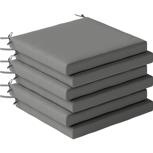 Outsunny Set of 6 Outdoor Seat Cushions with Machine Washable Cover, Water Repellent Seat Cushions Dark Grey | Aosom Ireland